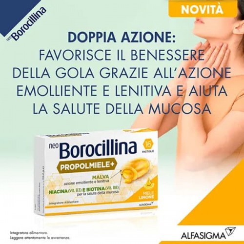 Neoborocillina Propolmiele+ Miele/Limone 16 Pastiglie