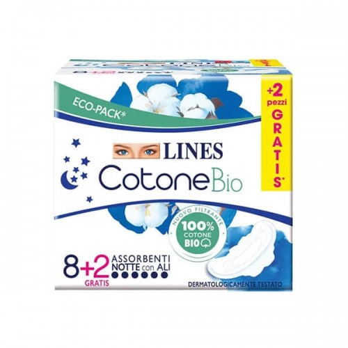Lines Cotone Bio Ultra Notte 10pz