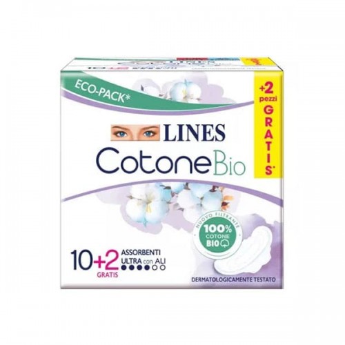 Lines Cotone Bio Ultra con Ali 12 pz