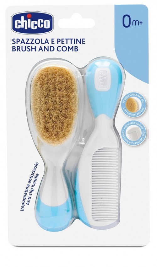 Chicco spazzola + pettine azzurro