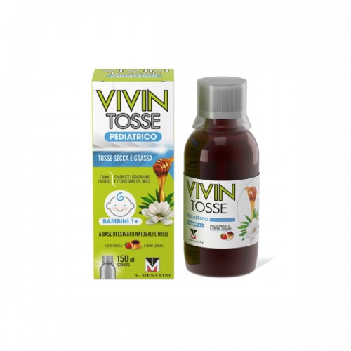 Vivin tosse pediatrico sciroppo per tosse secca e grassa gusto fragola e creme caramel 150 ml