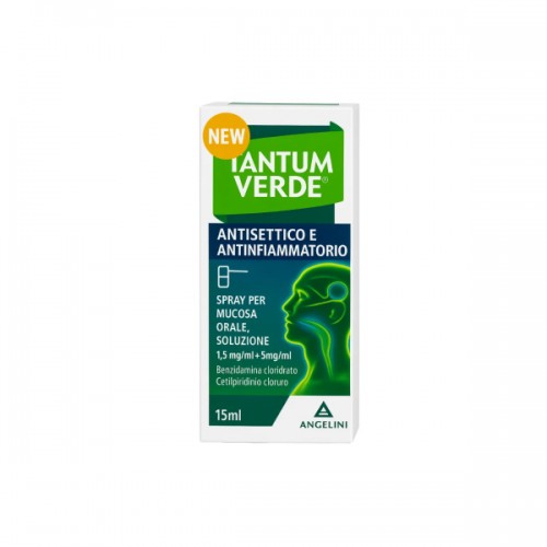 Tantum verde antisettico e antinfiammatorio*spray mucosa orale 1 flacone 15 ml 1,5 mg/ml + 5 mg/ml
