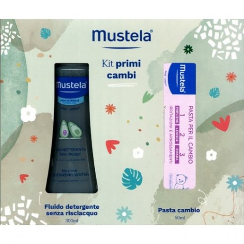 Mustela cofanetto porta pannolino 1 fluido detergente 300 ml+ 1 pasta cambio 50 ml + porta pannolino